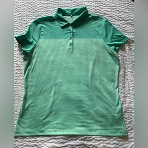 Women’s NIKE GOLF shirt XL Dri-Fit “Point O Woods” logo, green polka dot
